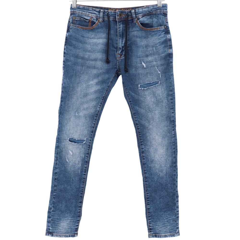 Desigual Pakaian Jadi Pria Celana Skinny Jeans Blue Drawstring Waist Size 28